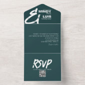 Bold Green AMPERSAND Grunge Wedding All In One Uitnodiging (Binnen)