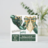 Bold Green en Gold Holiday Baubles met lint Kaart (Staand voorkant)