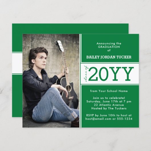 Bold Green en White Photo Afstuderen koninklijke p (Voorkant / Achterkant)