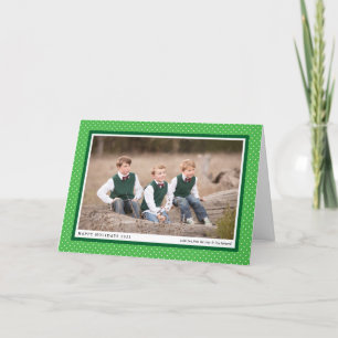 Bold Green Lijst Preppy Folded Photo Holiday Kaart