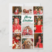 Bold Green Merry Christmas Photo Collage 2025 Feestdagenkaart (Voorkant)