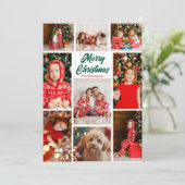 Bold Green Merry Christmas Photo Collage 2025 Feestdagenkaart (Staand voorkant)