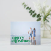 Bold Green Merry kerstfeestdag foto Feestdagenkaart (Staand voorkant)