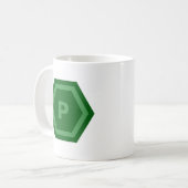 Bold Green Single Letter Monogram in Hexagons Koffiemok (Voorkant links)