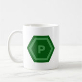Bold Green Single Letter Monogram in Hexagons Koffiemok (Links)
