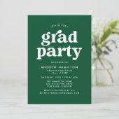 Bold Green Typography Photo Graduparty Kaart (Staand voorkant)