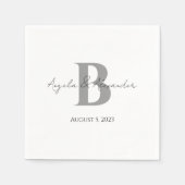 Bold Grey Wedding Monogram White Servet (Voorkant)
