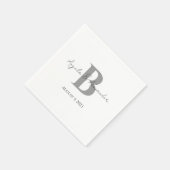 Bold Grey Wedding Monogram White Servet (Hoek)