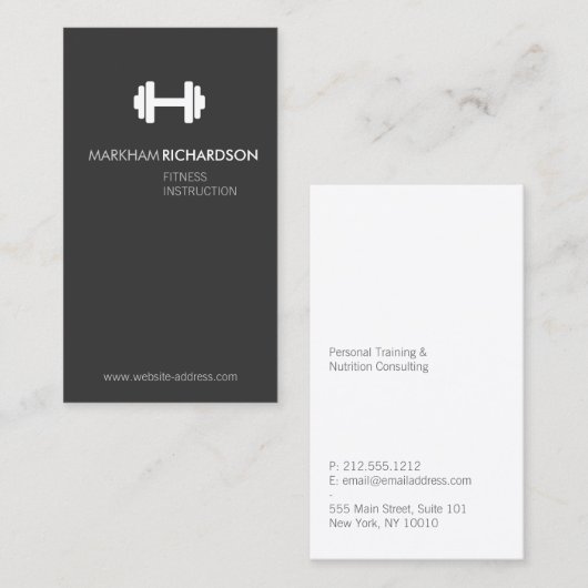 Bold Grey/White Personal Trainer Visitekaartje (Voorkant / Achterkant)