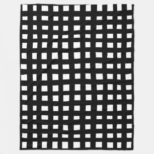 Bold Grid 091216 - Zwart op Wit Fleece Deken