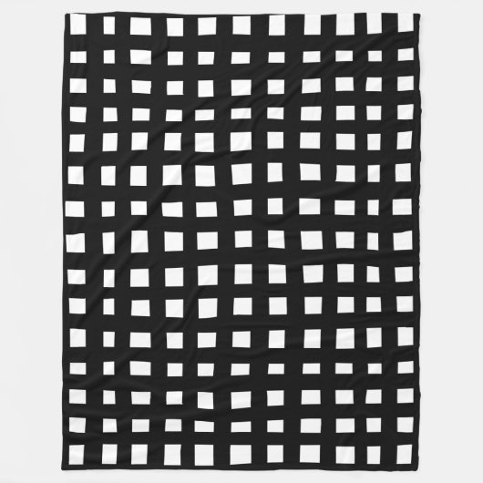 Bold Grid 091216 - Zwart op Wit Fleece Deken (Voorkant)