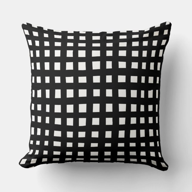 Bold Grid 091216 - Zwart op Wit Kussen (Voorkant)