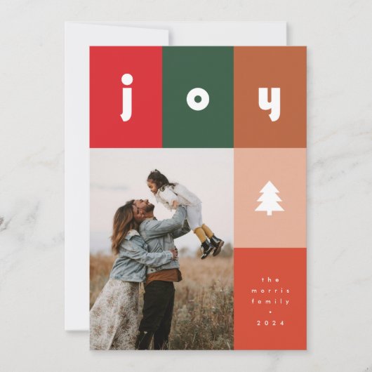 Bold Grid met Joy Text Holiday Kaart (Voorkant)