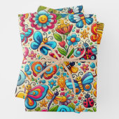 Bold & grillige vlindertuin inpakpapier vel (In situ)