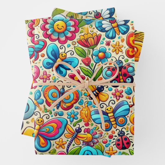 Bold & grillige vlindertuin inpakpapier vel (In situ)