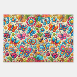 Bold & grillige vlindertuin inpakpapier vel
