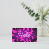 Bold Groovy Black Paars Hot Pink Hallo Neon Glow Visitekaartje (Staand voorkant)
