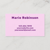 Bold Groovy Black Paars Hot Pink Hallo Neon Glow Visitekaartje (Achterkant)