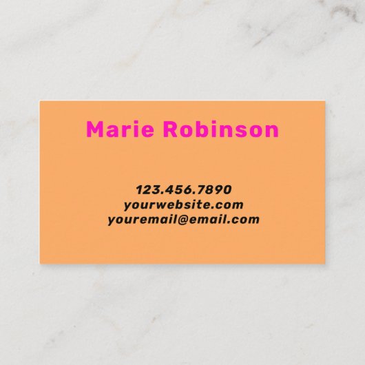 Bold Groovy Squigggles Helder Sinaasappel Hallo Ho Visitekaartje (Achterkant)