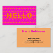 Bold Groovy Squigggles Helder Sinaasappel Hallo Ho Visitekaartje (Voorkant / Achterkant)