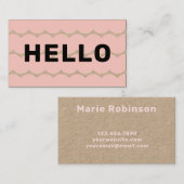 Bold Groovy Squigggles Zwart Licht Roze Kraft Visitekaartje (Voorkant / Achterkant)