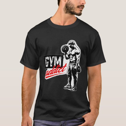 Bold Gym Addict Silhouette Gewichtheffen T-shirt (Voorkant)