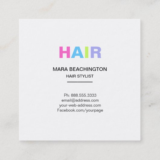 *~* Bold HAIR Pastels Scissors Eenvoudig minimaal Vierkante Visitekaartje (Achterkant)