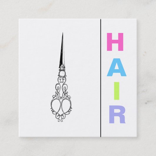 *~* Bold HAIR Pastels Scissors Eenvoudig minimaal Vierkante Visitekaartje (Voorkant)