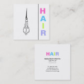 *~* Bold HAIR Pastels Scissors Eenvoudig minimaal Vierkante Visitekaartje (Voorkant / Achterkant)