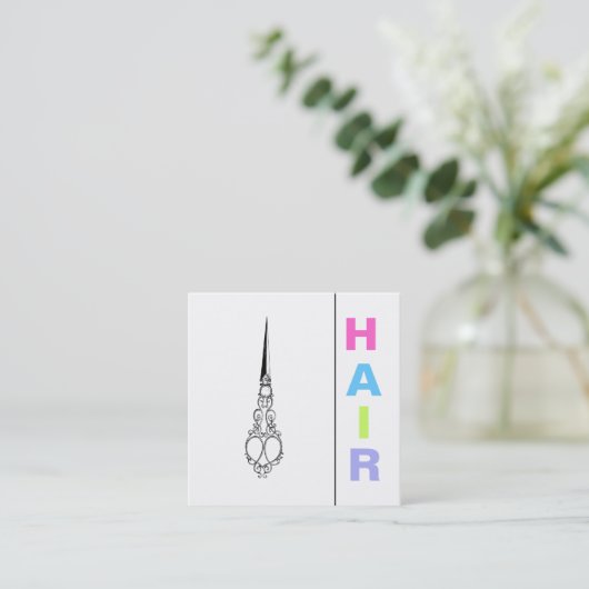 *~* Bold HAIR Pastels Scissors Eenvoudig minimaal Vierkante Visitekaartje (Staand voorkant)