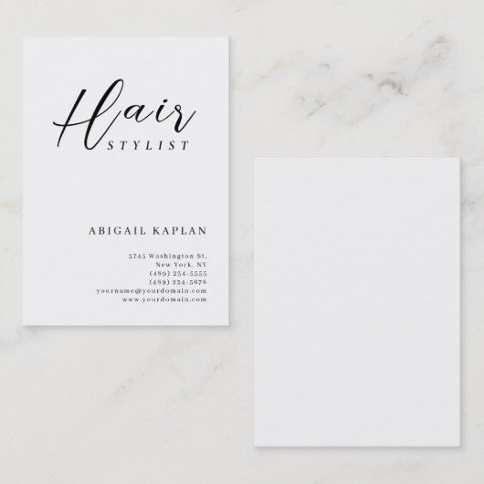 Bold Hair Stylist Modern Minimalist Elegant Plain Visitekaartje (Voorkant / Achterkant)