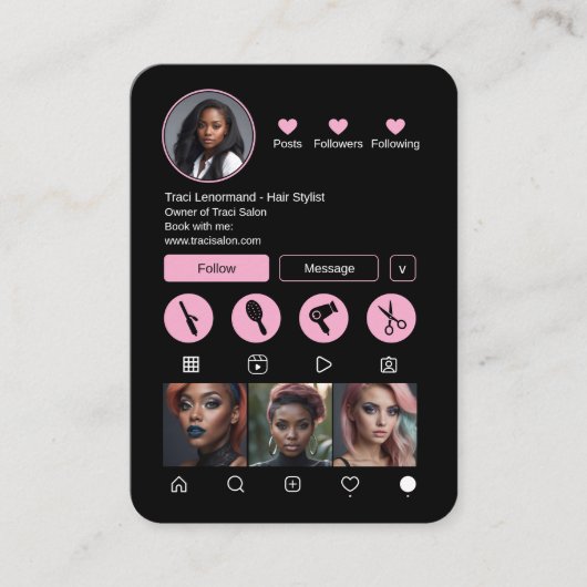 Bold Hair Stylist Social Media Layout Visitekaartje (Voorkant)