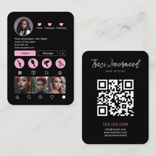 Bold Hair Stylist Social Media Layout Visitekaartje (Voorkant / Achterkant)