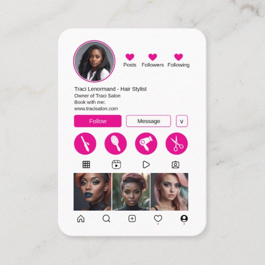 Bold Hair Stylist Social Media Layout Visitekaartje (Voorkant)