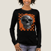 Bold Halloween Skull Checkerboard  Tri-Blend Shirt (Voorkant)
