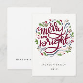 Bold Hand Lettered en Bright Holiday Kaart (Voorkant / Achterkant)