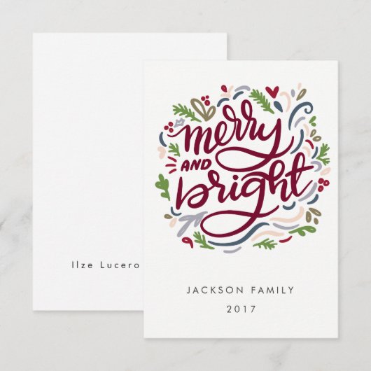 Bold Hand Lettered en Bright Holiday Kaart (Voorkant / Achterkant)