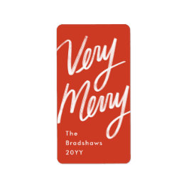 Bold Hand Lettered Heel Merry Holiday Red Etiket