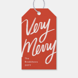 Bold Hand Lettered Zeer Merry Holiday Foto Cadeaulabel