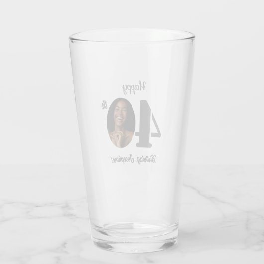 Bold Happy 40th Birthday Photo Glas (Achterkant)