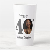 Bold Happy 40th Birthday Photo Latte Mok (Voorkant)