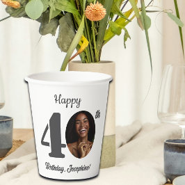 Bold Happy 40th Birthday Photo Papieren Bekers