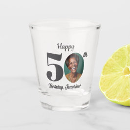 Bold Happy 50th Birthday Photo Shot Glas