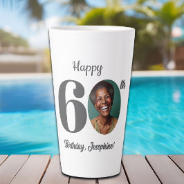 Bold Happy 60th Birthday Photo Latte Mok