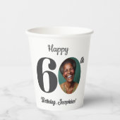 Bold Happy 60th Birthday Photo Papieren Bekers (Voorkant)