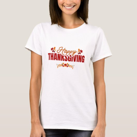 Bold Happy Thanksgiving Design T-shirt (Voorkant)