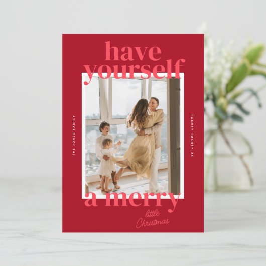 Bold Have Yourself A Merry Little Christmas Foto Feestdagenkaart (Staand voorkant)