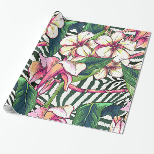 Bold HAWAIIAN Floral Monstera Leaves & Plumeria Cadeaupapier