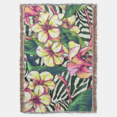 Bold HAWAIIAN Floral Monstera Leaves & Plumeria Deken (Voorkant Verticaal)