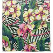 Bold HAWAIIAN Floral Monstera Leaves & Plumeria Douchegordijn (Voorkant)